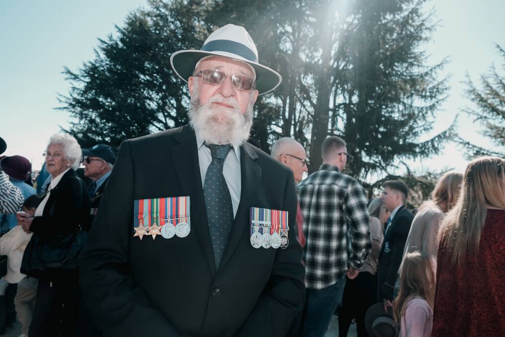 George Ballard, photographed at the 2024 Bathurst Anzac Day parade, served as a member of the Malayan Emergency from 1961 until 1963. Picture by James Arrow