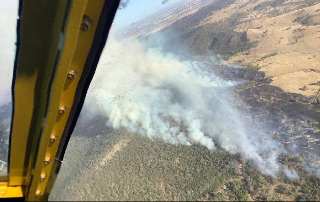 A view of the Reedy Creek fire, about halfway between Orange and Eugowra, as shown from aerial suport on March 7. Picturew by Canobolas RFS