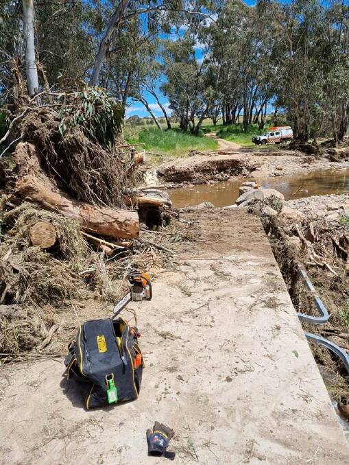 The damage caused by the floods to the Tobin's driveway. Picture supplied by NSW SES Bathurst Unit