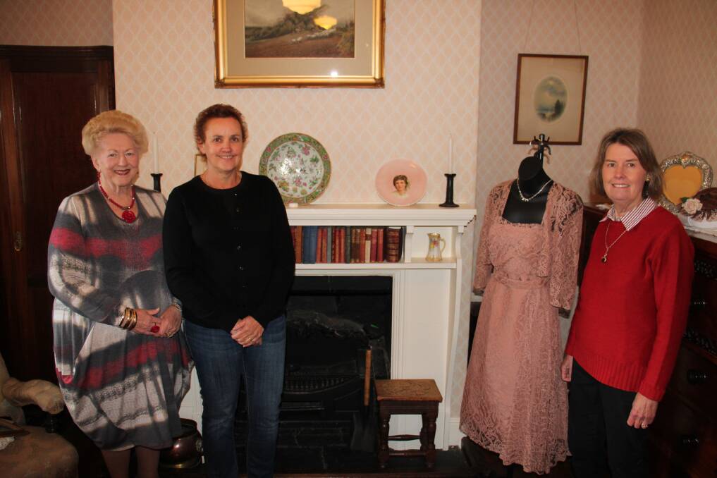 HISTORY: Susan Morris, Linda Ward and Lyn Haley inside Miss Traill's House. Photo: AMY REES.