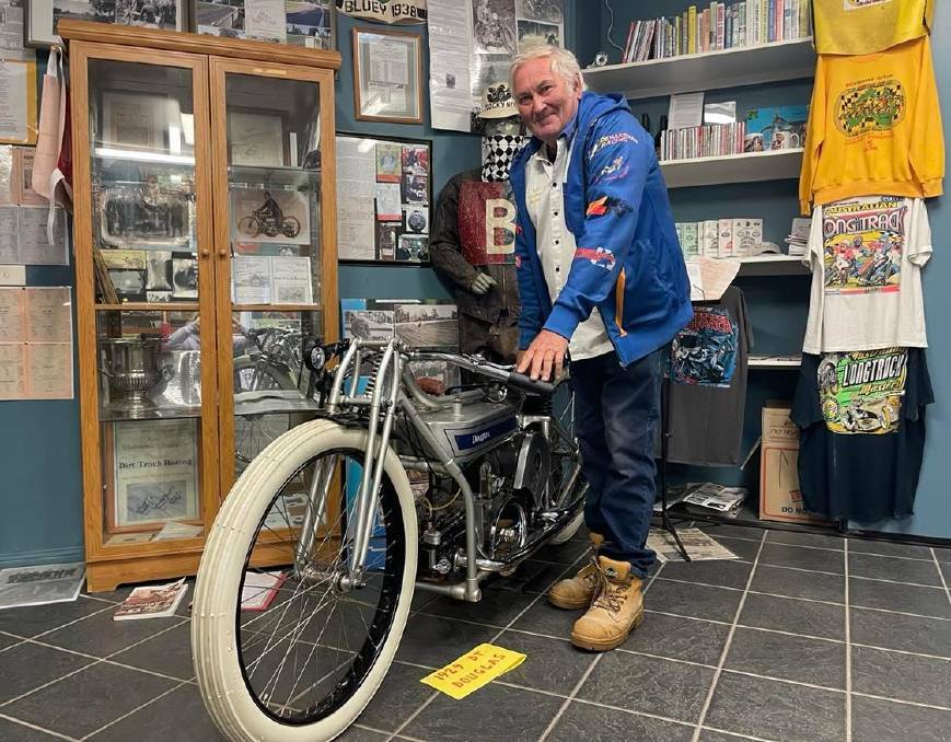 Ash Suttor is proud to have memorabilia from a world champion who lived in Bathurst. Photo: AMY REES
