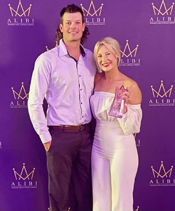 Alexandria Cragg with her husband Leigh after winning an Australian Ladies in Business Initiative award. Picture supplied