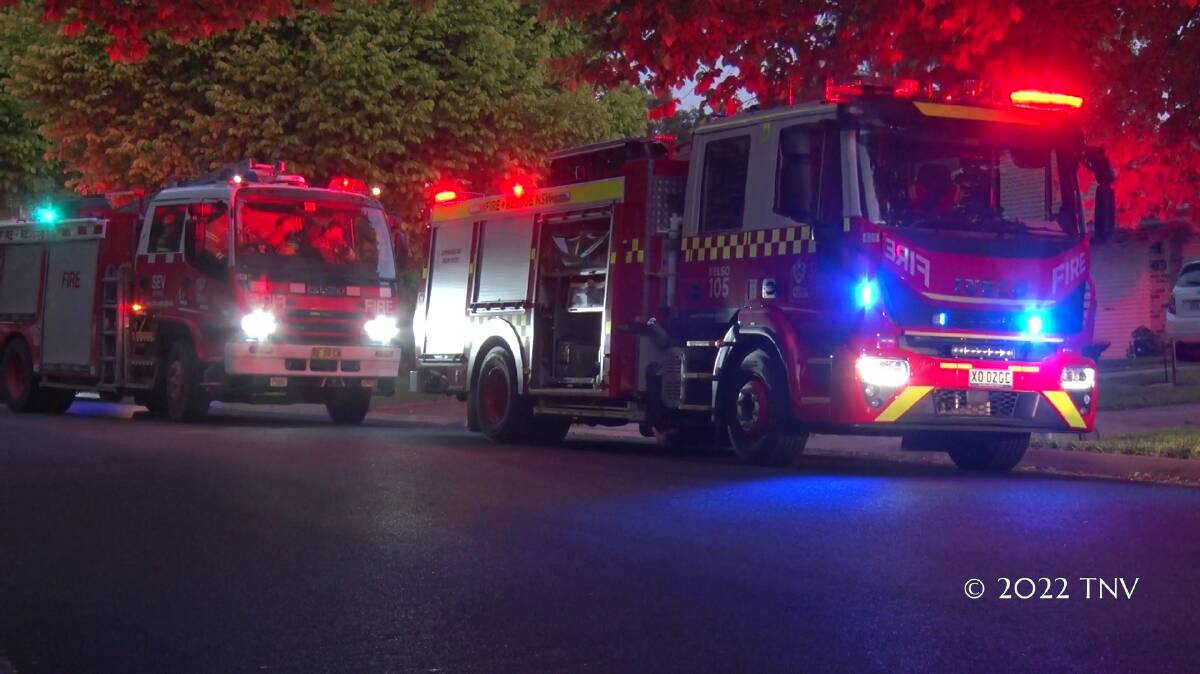 NSW Fire and Rescue and Rural Fire Service crews attended a property in Opperman Way on Monday evening. Picture supplied by TNV