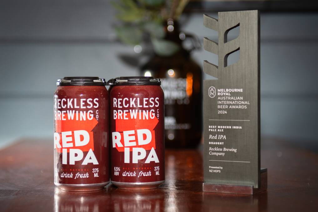 Reckless Brewing Co's award winning Red IPA beer, which won the trophy for Best Red IPA at the 2024 Australian International Beer Awards. Picture by James Arrow