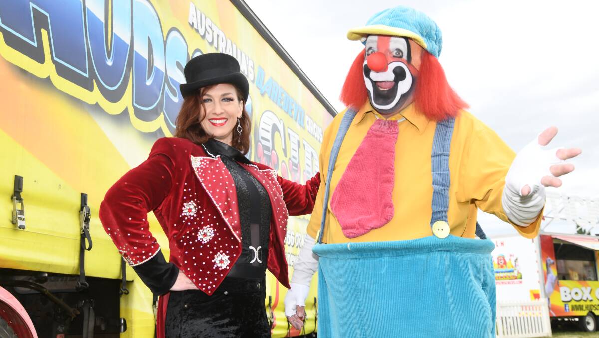 Ringmaster Jane De Goldi of Hudsons Circus and Goldie the Clown rolling out 10th anniversary performances in Orange until November 5. Picture by Carla Freedman.