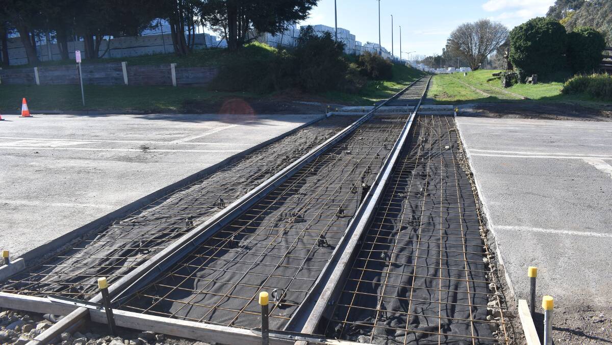 The new crossing on Albion Street, with new catch rails, waiting for the concrete pour. Photo Peter Bowditch