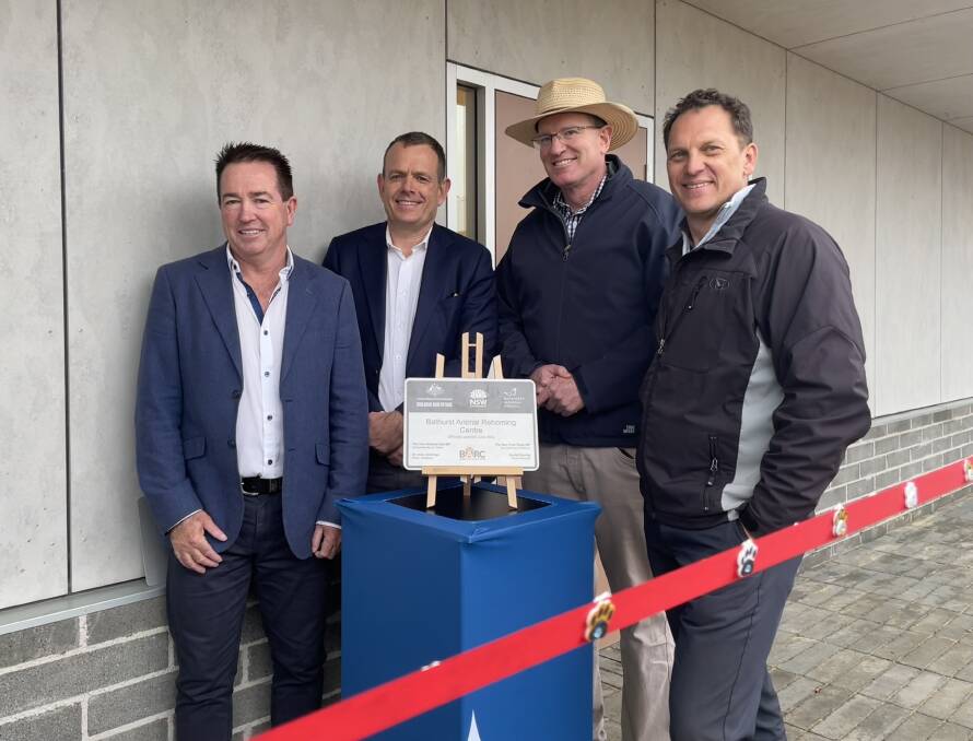 Member for Bathurst Paul Toole, Member for Legislative Council, the Hon. Stephen Lawrence, Independent Federal Member for Calare, Andrew Gee and Bathurst Mayor Jess Jennings at the official opening ceremony of the Bathurst Animal Re-Homing Centre. Picture by Alise McIntosh