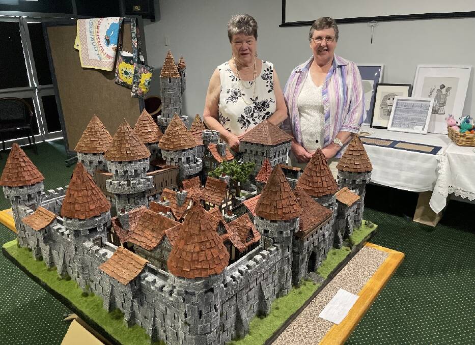 Event coordinator Sue Cowdroy and acting president of Evans Art Council Chris Rapley with one of the crafts on display at the Evans Arts Council Craft Show and Sale. Picture by Jacinta Carroll