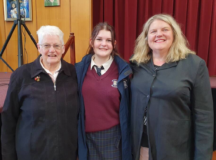 Three generations of strong women, Maria King, Elouise Casey and Paula Cahill at the MacKillop College Mother's day breakfast. Picture by Alise McIntosh