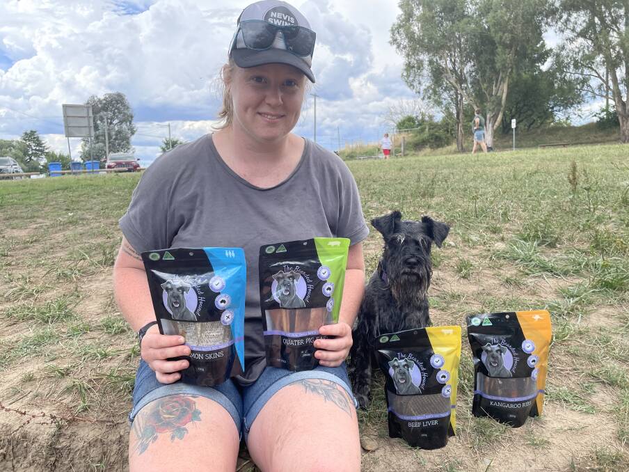 Jessica Barnard with Harley and some of The Bearded Hound products. Picture by Alise McIntosh