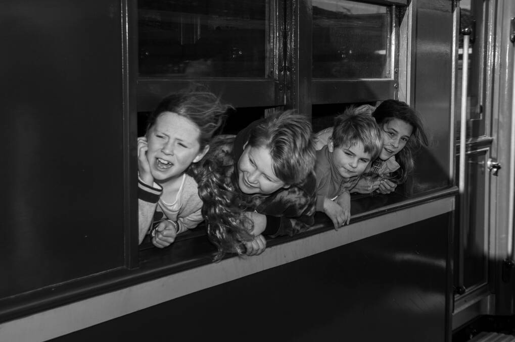 A group of children enjoying a ride on the steam engine. Picture by James Arrow