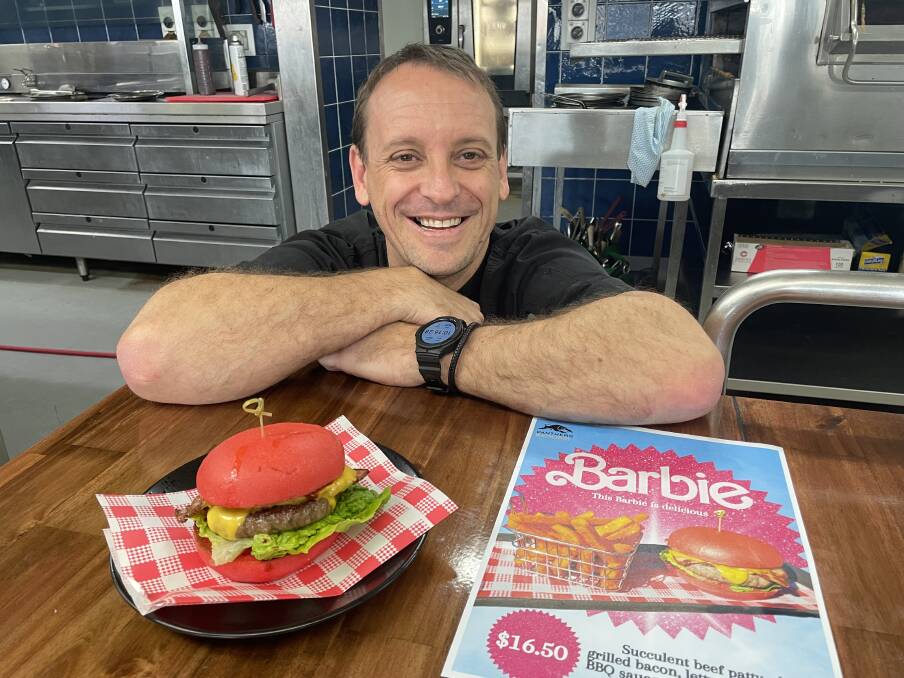 Head chef at Panthers Bathurst Terry Zohar has created a pink burger to celebrate the Barbie movie. Picture by Alise McIntosh