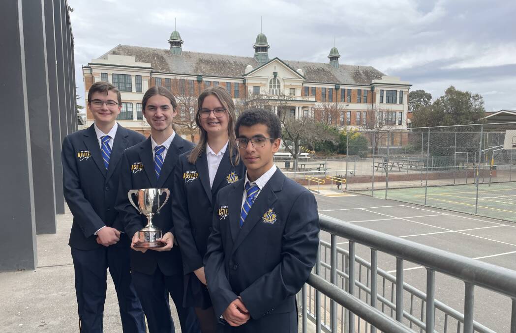 The Bathurst High Campus Mulvey Cup debating team, Samuel Blencowe, Kai Clary, Olivia Daley and Hossam Dashan were victorious over their Orange High opponents. Picture by Alise McIntosh