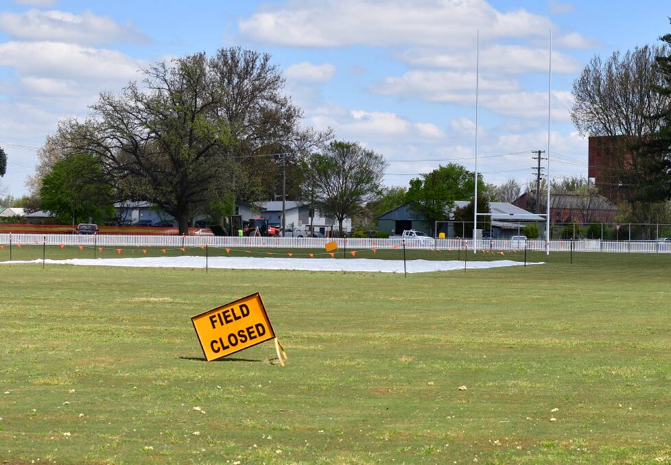 The Bathurst Sportsground remains out of action, as council awaits the establishment of the new turf. Picture by Bradley Jurd. 
