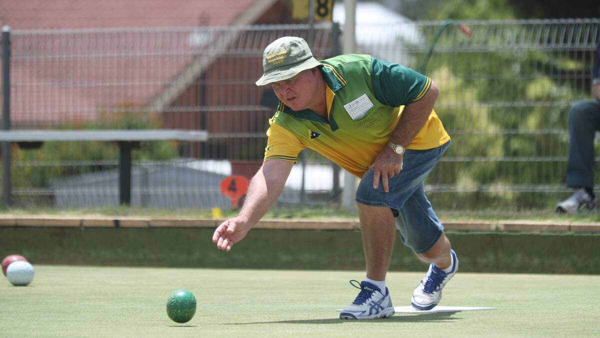 Peter Naylor in action during a game of bowls. 