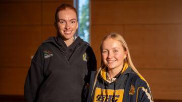 Bathurst High netball co-captains Mimi Taylor and Claire Hawley ahead of Friday's netball game. Picture by James Arrow