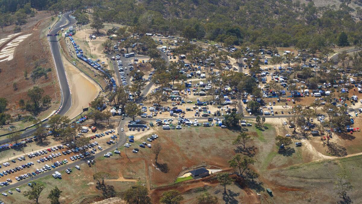 Campers line Mount Panorama for the 2020 Bathurst 12 Hour. 