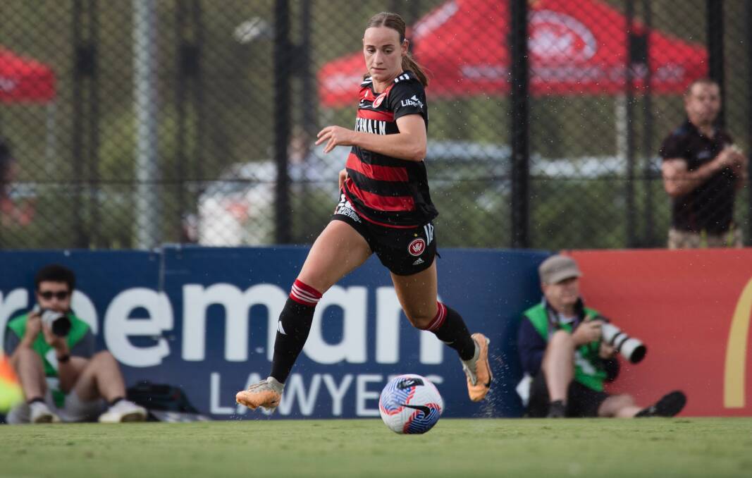 Cushla Rue on the ball for the Western Sydney Wanderers in a match at the Wanderers Football Park in Blacktown. Picture by Patrick McFadden/Western Sydney Wanderers