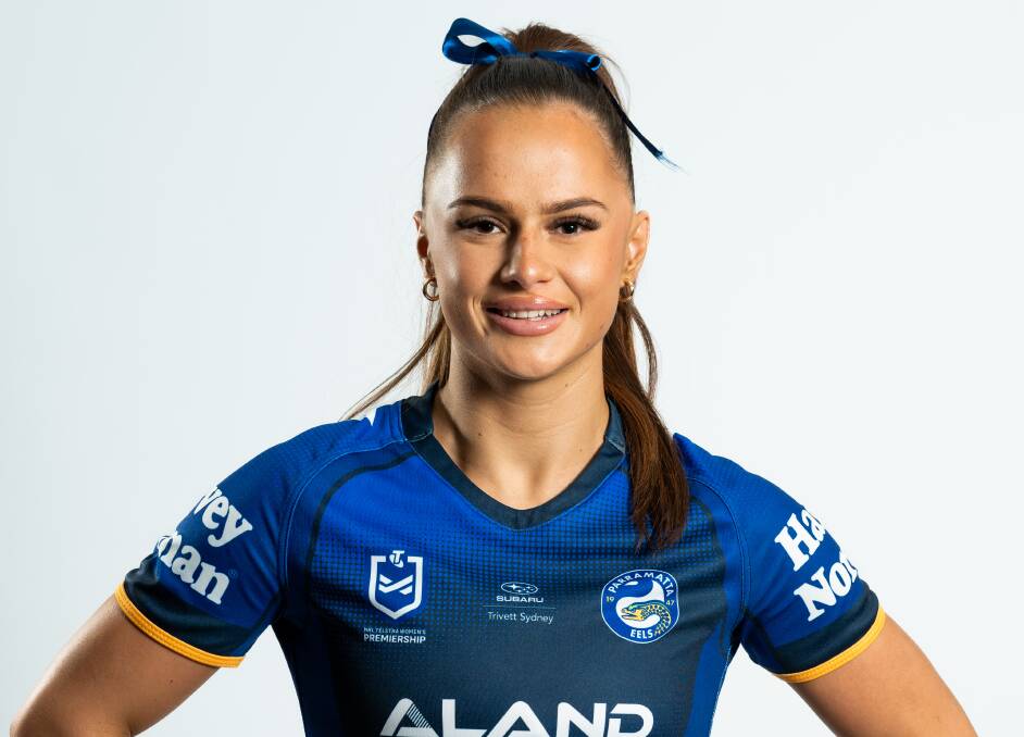 Kate Fallon pictured in her Parramatta Eels jersey, ahead of the 2024 NRL Women's season. Pictured Parramatta Eels