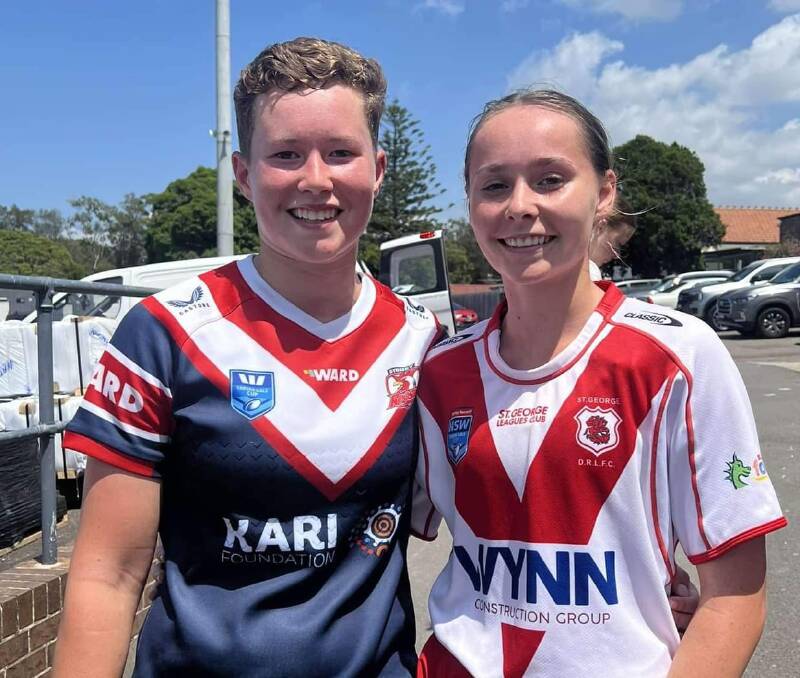 Sarah Morley (right) next to Panorama Platypi teammate Zoe Lee, after a game between her St George Dragons and the Sydney Roosters' Indigenous Academy. Picture supplied