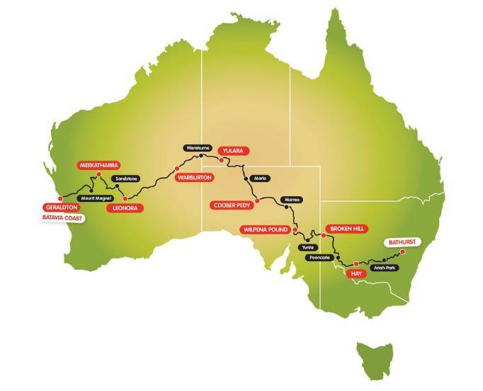 The route the drivers will take in this year's B to B Variety Bash.