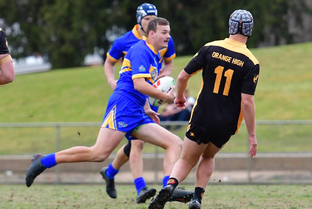 Regan Stait on the charge in Bathurst's 24-16 loss to Orange in last year's Astley Cup. Picture by Bradley Jurd