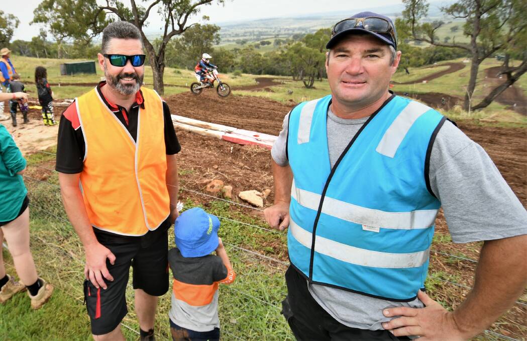 GREAT DAY: Panorama Motorcycle Club treasurer Cameron Beard with president Mick Kovac at the club's practice day. Photo: CHRIS SEABROOK