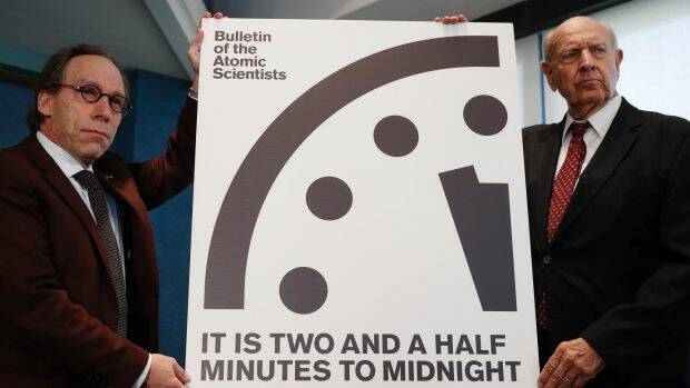 It is the second time the clock has moved during Donald Trump's presidency. In 2017, the Bulletin of the Atomic Scientists moved it to two-and-a-half minutes to midnight. Photo: AP