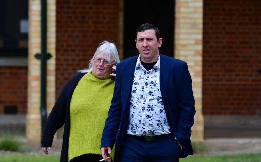 Stephen Shane Greenfield (right) leaving Bathurst Courthouse with his mother on July 5, 2024 after being given a not guilty verdict. Picture by Alexander Grant