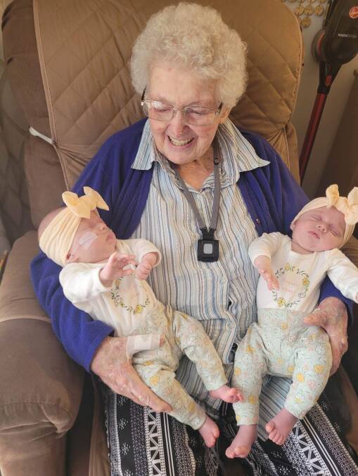 June with her family's newest additions, the twins. Picture supplied