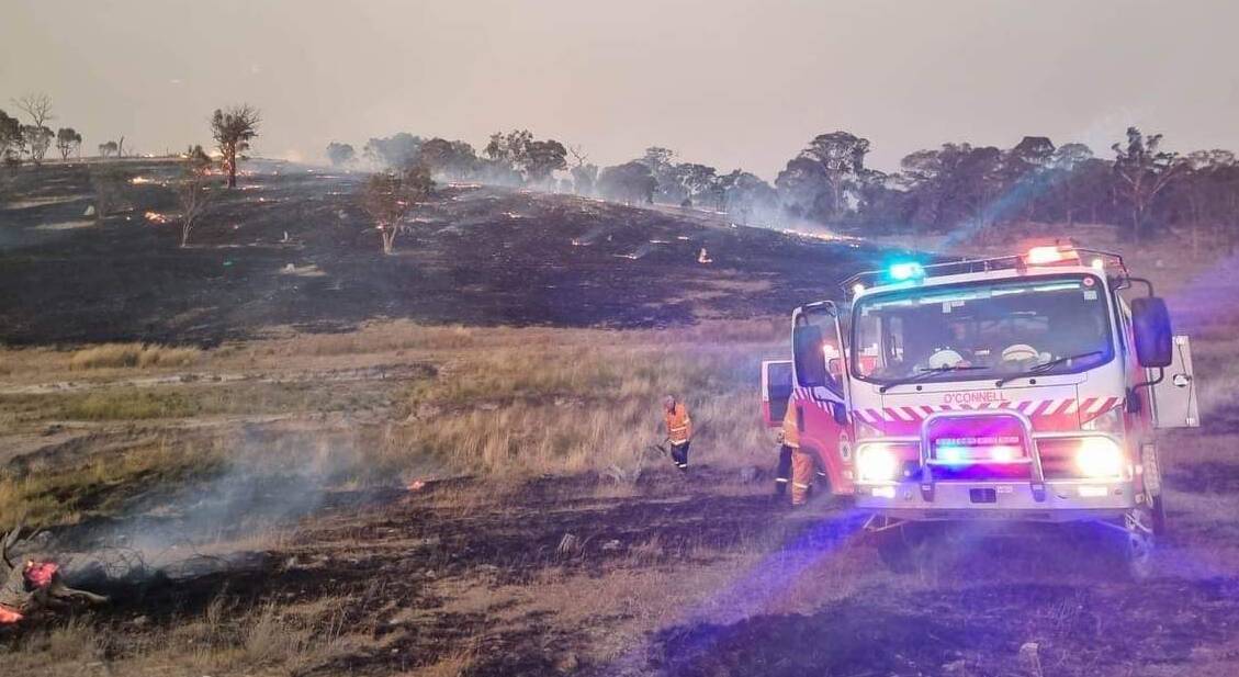 Firefighters from the O'Connell Fire Brigade on hand tending to the blaze near Hill End on March 11. Picture by NSW RFS - O'Connell Brigade