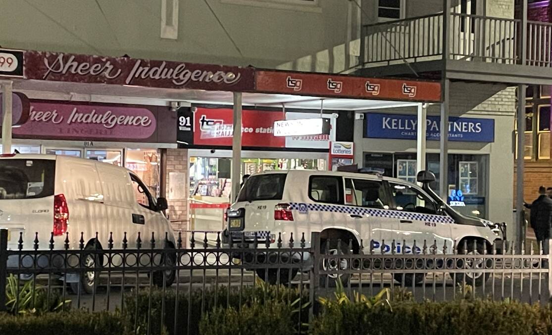 Police in William Street on the evening of the alleged incident.