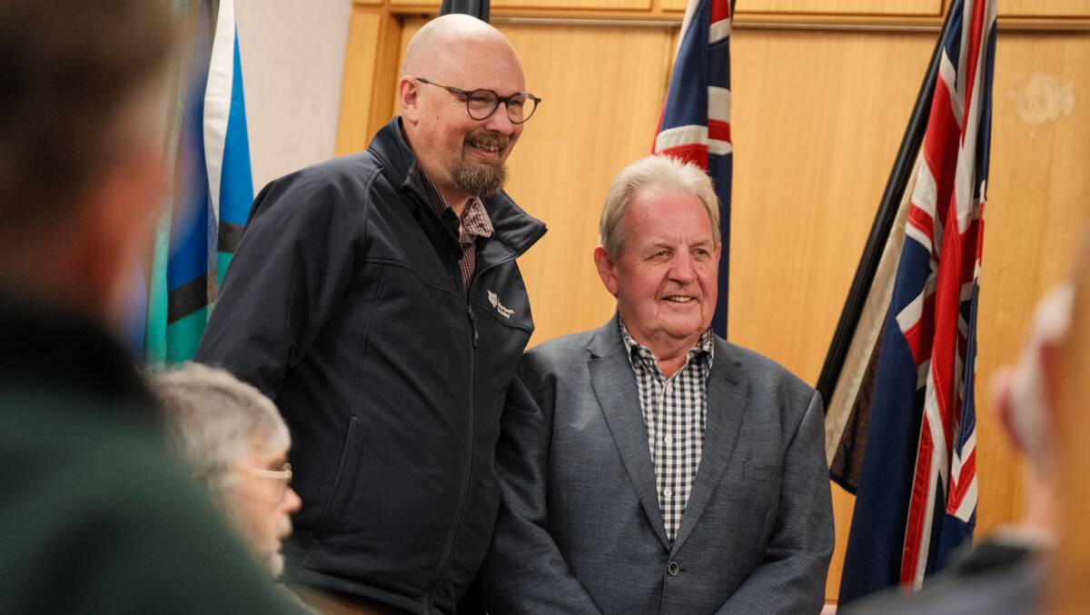 Justin Williams from Charles Sturt University Bathurst with mayor Robert Taylor. Picture by James Arrow.
