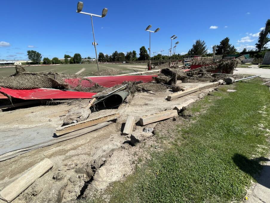 Damage at Bathurst's Kennerson Park track after severe flooding in spring last year. Picture by Bradley Jurd.