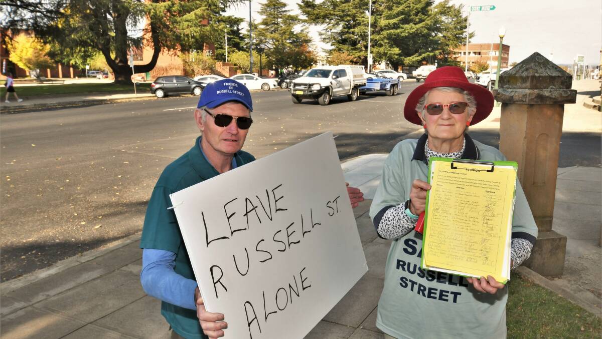 West Bathurst residents Kent and Dianne McNab collected signatures from residents against any potential closure of one block of Russell Street. Picture by Chris Seabrook