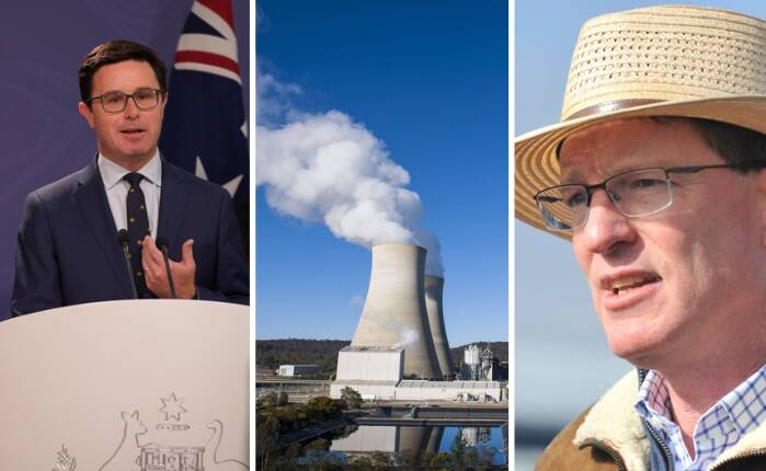 Federal Nationals leader David Littleproud, Mount Piper Power Station near Lithgow and independent Member for Calare Andrew Gee.