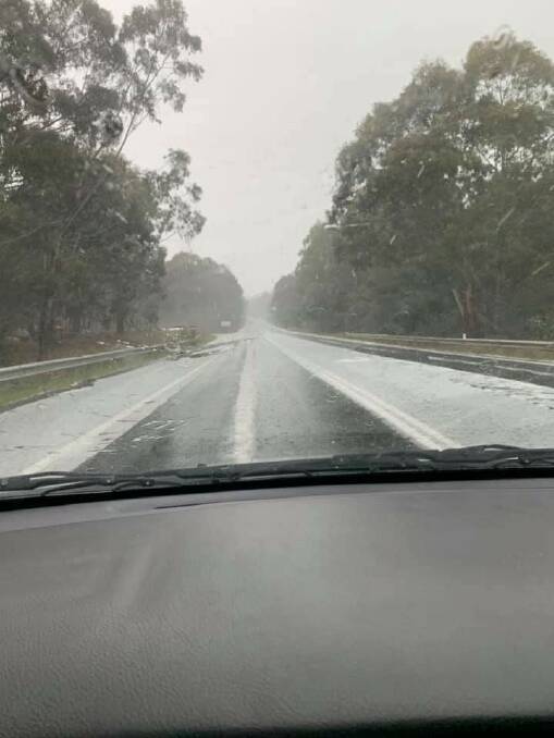 Snow and ice on the road at Yetholme in early October 2019. Picture by Chelle Nugent.
