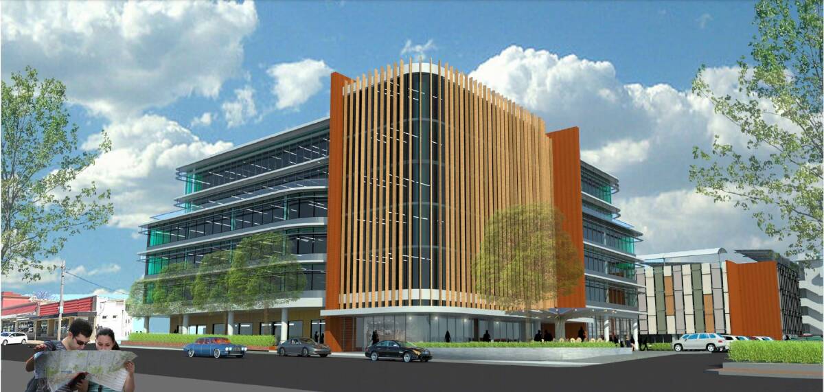An artist's impression of the proposed six-level Bathurst Integrated Medical Centre as it would look from Howick Street. Picture supplied 