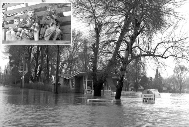 Two photos of the 1964 Bathurst flood that appeared with a June 2008 history column in the Western Advocate. Both photos were taken by Howletts Studio.