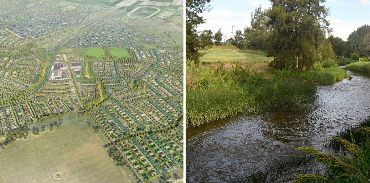 LEFT: Part of the planned growth for Laffing Waters, looking south west. RIGHT: The Macquarie River. 