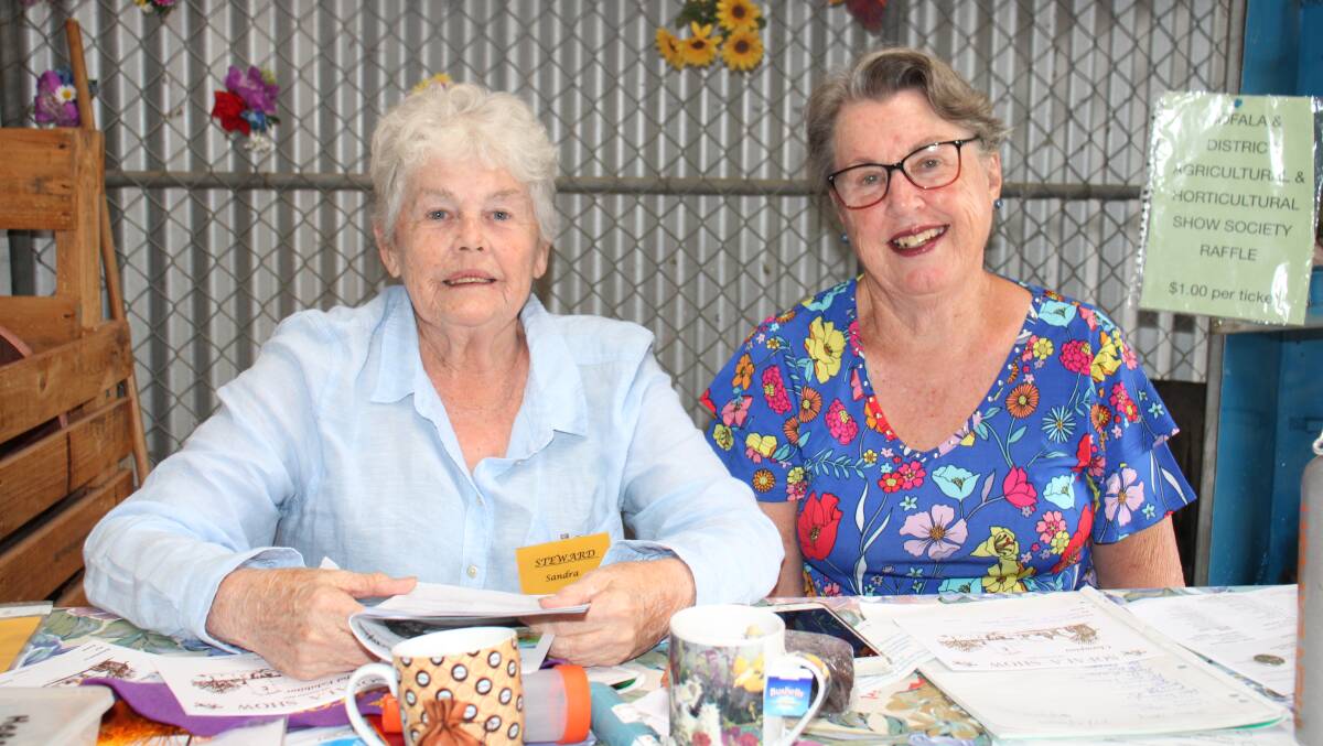 Flowers and vegetables section stewards Sandra Sloane and Julie Stocker at last year's Sofala Show.