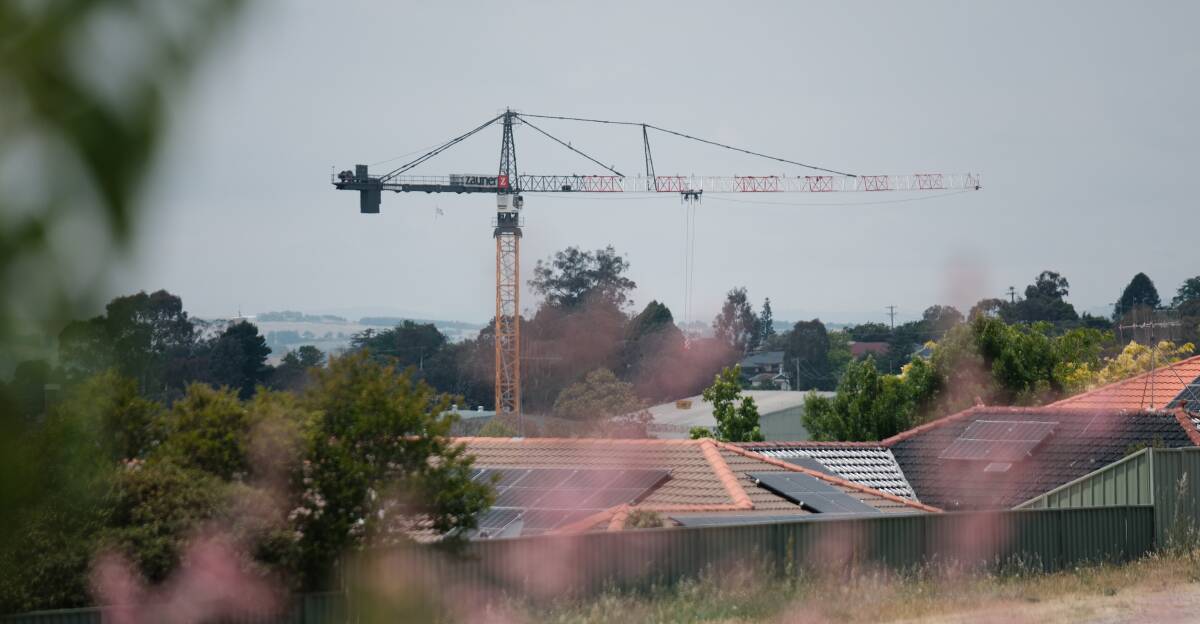 An enormous crane has been a feature on the horizon from elevated spots in West Bathurst and Llanarth. Picture by James Arrow. 