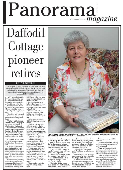 Barbara Wren was described as "the face of Daffodil Cottage" when she retired from the facility in late 2008.