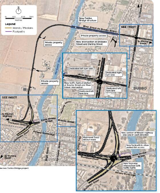 The new bridge will be built north of the Dubbo CBD. Illustration from Transport for NSW,