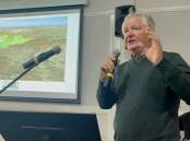 Frank O'Connor speaks during an Oberon Against Wind Towers public meeting held in late June.