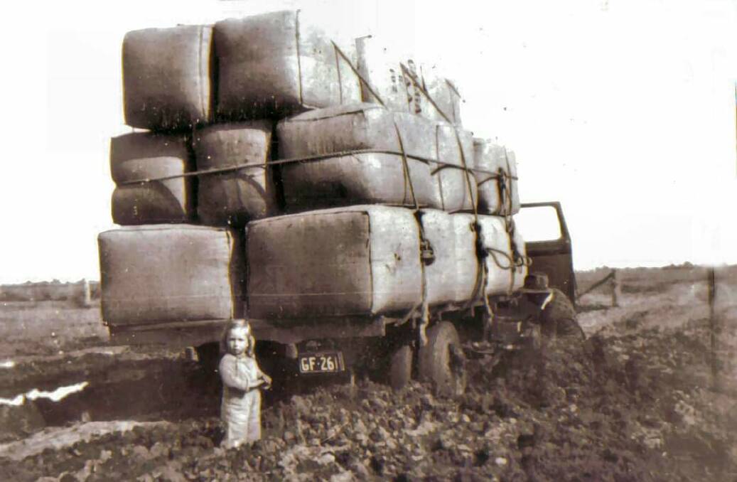 Wool carting near Coonamble before load straps were invented.