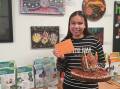 Harper West with her "Blak, Loud and Proud" sculpture, which won people's choice in headspace Bathurst's NAIDOC Week Art Competition. Picture supplied.