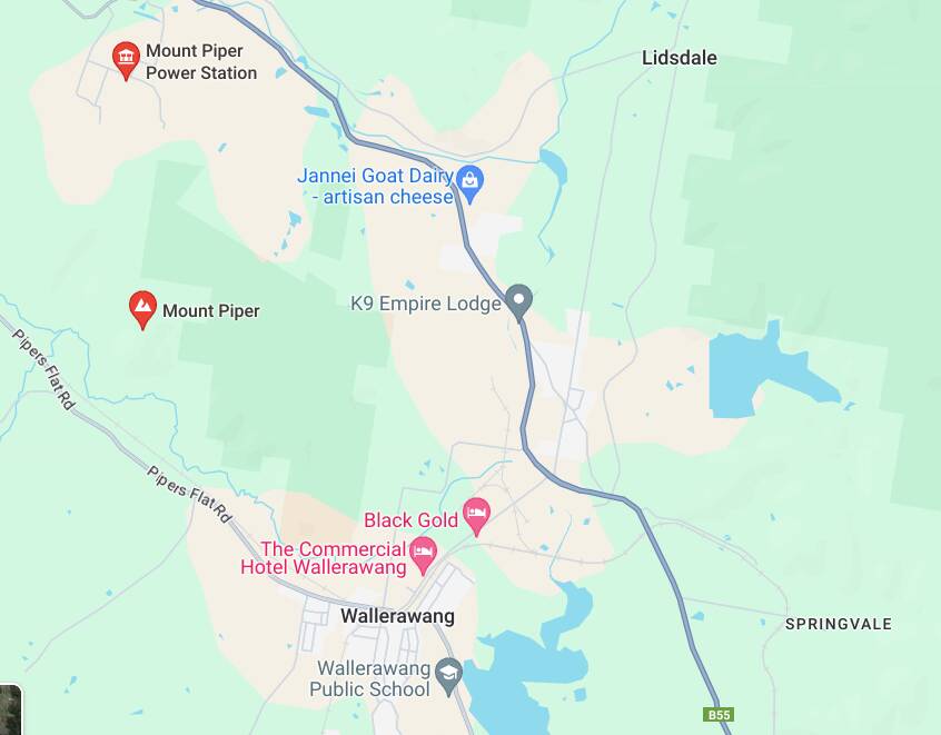 Mount Piper Power Station is north-west of Wallerawang. Picture from Google Maps.
