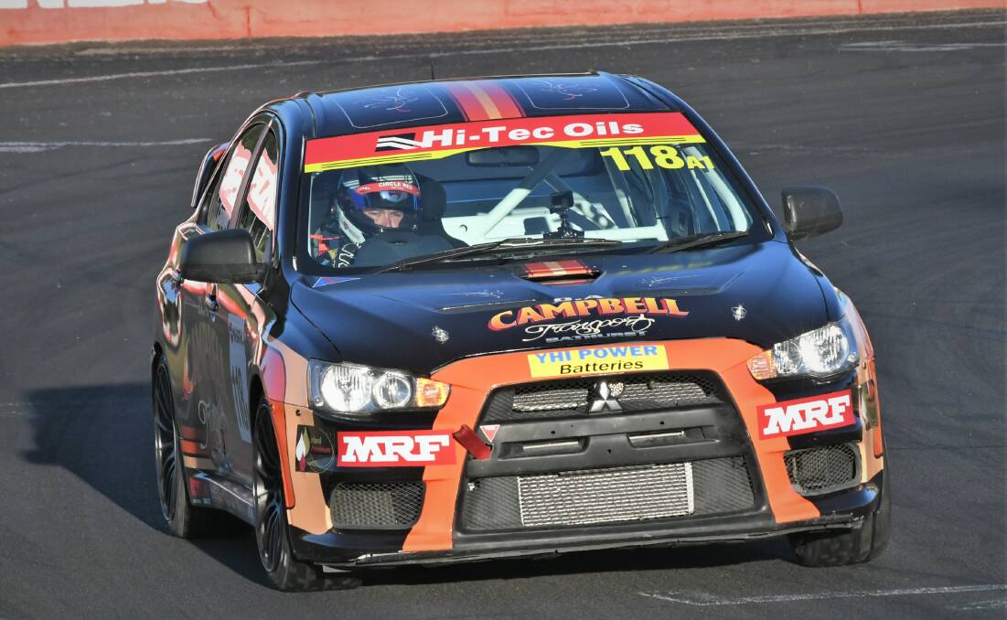Dean Campbell is aiming for glory at the Bathurst International behind the wheel of his repaired Mitsubishi. Picture by Chris Seabrook