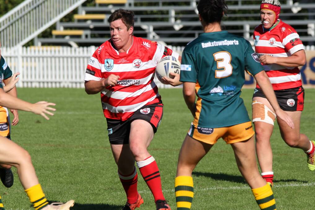 Marita Shoulders is best known as a prop, but this year she lined up at halfback for the Country South Steelers. Picture by NSW Police Rugby League